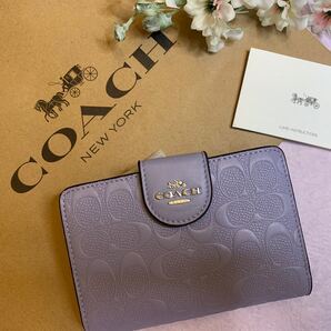 COACH コーチ 折財布 パープルシグネチャー 新品 未使用