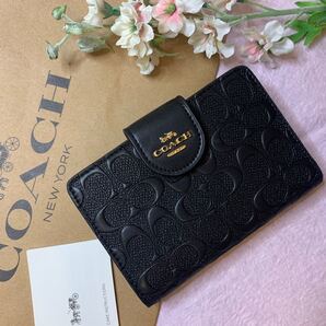COACH コーチ 折財布 ブラックシグネチャー 新品 未使用