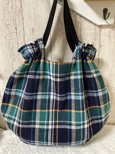 エコバッグ、グラニーバッグ、トートバッグ【ハンドメイド】大きめ、リネンコットン、ナチュラル