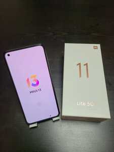 【極美品】Xiaomi Mi11Lite5G ブラック SIMフリー 付属品完品 ネットワーク制限ナシ ほぼ未使用 Android シャオミ おサイフケータイ対応
