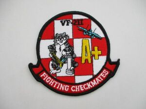 【送料無料】アメリカ海軍VF-211 Checkmates A＋トムキャットTOMCATパッチ刺繍ワッペン/patchesトップガンAce Novelty Tokyo米軍NAVY M45