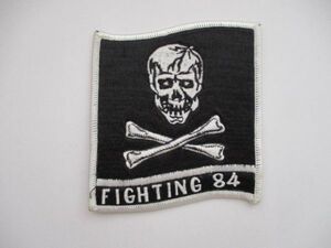 【送料無料】アメリカ海軍FIGHTING 84第84戦闘飛行隊VF-84パッチ刺繍ワッペン/骸骨スカル&トップガン骨USN米軍NAVYトムキャットARMY M45