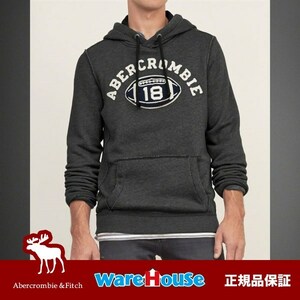 【送料無料】Sサイズ アバクロ プルオーバーパーカー 黒 ブラック Applique Logo Graphic Hoodie アメカジ 