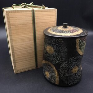 RT0712-81-5 彩泥金彩水指 聴蝉舎 井伊昊嗣作 陶器 茶道具 茶器 共箱 直径14.5cmxH17cm 80サイズ