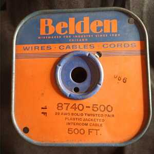 Belden 8740 single line 2 core twist selling by the piece 1m~22AWG single line rating 300V