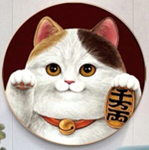 クロスステッチキット 幸運の小判猫 (11CT、図案印刷あり)