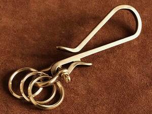  brass tsuli burr hook key ring flat pushed .( large size shackle specification ) brass key holder belt loop kalabina Vintage ....