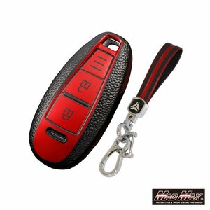  Suzuki exclusive use leather style TYPE A 2 button type TPU soft smart key case red / Swift bare-noig varnish SX4[ mail service postage 200 jpy ]