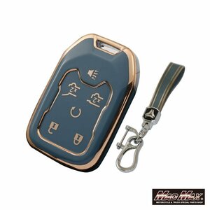  car supplies GMC for Gold line TYPE A 6 button type TPU soft smart key case blue / key holder key ring [ mail service postage 200 jpy ]