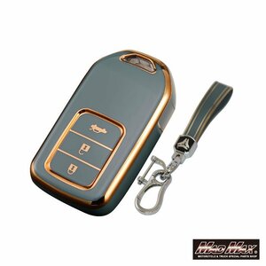  Honda exclusive use Gold line TYPE A 3 button type TPU soft smart key case blue / Father's day Mother's Day present [ mail service postage 200 jpy ]