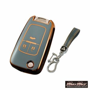  Chevrolet exclusive use Gold line TYPE D 3 button type TPU soft smart key case blue / cruise malibu CHEVROLET[ mail service postage 200 jpy ]