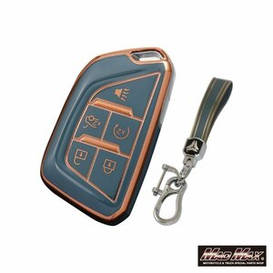  Cadillac exclusive use Gold line TYPE B 5 button type TPU soft smart key case blue /CADILLAC CT4 CT5[ mail service postage 200 jpy ]