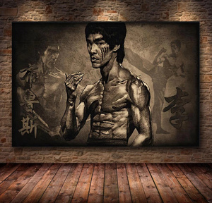  C588 ブルース・リー Bruce Lee キャンバスアートポスター 50×70cm イラスト インテリア 雑貨 海外製 枠なし 