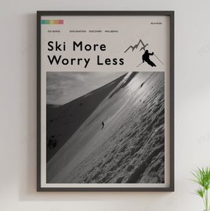  C478 スキー ski アウトドア キャンバスアートポスター 50×70cm イラスト インテリア 雑貨 海外製 枠なし C