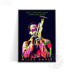  C1840 マイルズ デイビス Miles Davis ジャズ トランペット キャンバスアートポスター 50×70cm イラスト 海外製 枠なし B