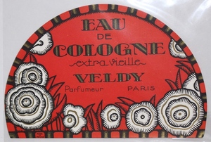 フランスアンティーク香水ラベル　EAU DE COLOGNE extra vieille VELDY Parfumeur PARIS　１９００年～１９２０年