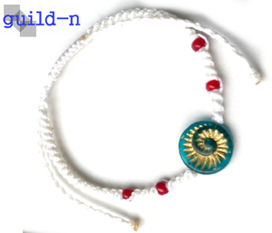 guild-n * Anne mo Night white white Hearts narrow twist wax code anklet bracele mi sun ga men's lady's 