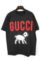 1207 グッチ GUCCI GGロゴ ドッグ ロゴ Tシャツ ブラック 黒 半袖 [S～M] メンズ ポロシャツ パーカー ワンちゃん イヌ いぬ 犬 I89_画像2