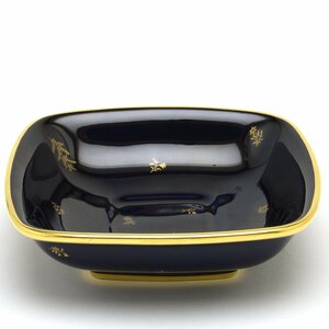 セーブル(Sevres) 角形深皿 キューペル ダニエル6 ファットブルー 24K金彩装飾(フラワークラシック) フランス製 新品