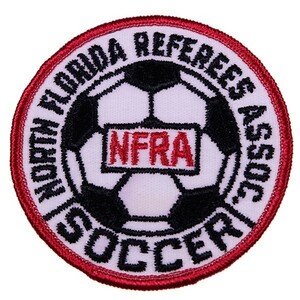 BL172 NORTH FLORIDA REFEREES ASSOC. SOCCER NFRA サッカーボール 刺繍 ワッペン パッチ ロゴ エンブレム アメリカ 米国 輸入雑貨 丸形