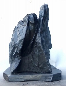 那智黒水石 原石 神上石 神渓石 試金石 高さ34cm 展示 置物
