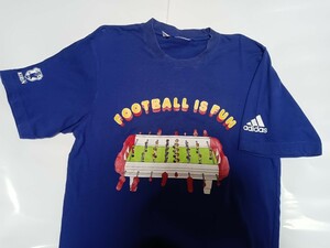 adidas　アディダス　青色　サッカー　半袖　Tシャツ　JFA キリン　サッカーゲーム　football　身幅50 着丈63