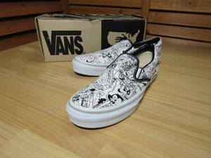 M1 ^771 не использовался товар [VANS Vans ] с ящиком V98E+D Slip on mighty мышь туфли без застежки белый SIZE US 6.5