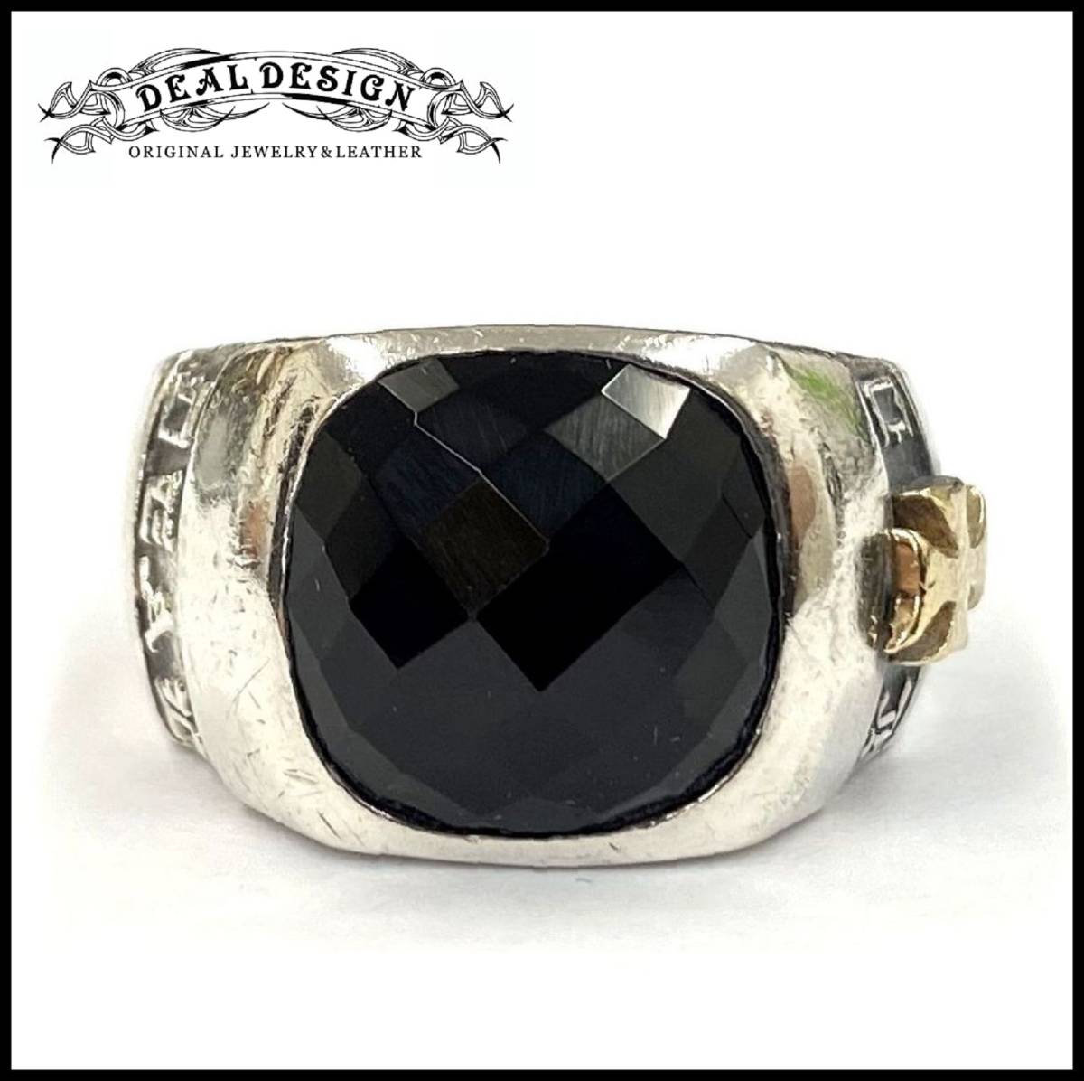 未使用品 DEAL DESIGN ディールデザイン シルバー925 ストーンパーツ フリックリリーリング 16号 BLACK ブラック 391278 /◆ メンズ アクセサリー、時計 メンズアクセサリー シルバー