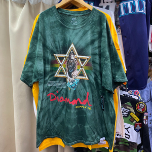 ラスト1 【3XL】USA正規品 Diamond Supply Co. ダイヤモンドサプライ Tiedye タイダイ Tシャツ ピスタグ付き Lion 緑 キング HIPHOP