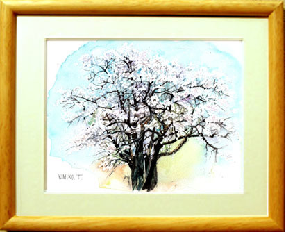 □Non. 7968 Ujikuni Sakura par Kimiko Tanaka / Livré avec un cadeau !, Peinture, aquarelle, Nature, Peinture de paysage