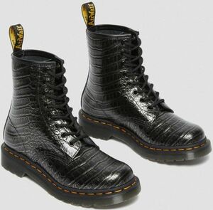 送料無料 Dr.Martens 23cm 1460 8穴 ブーツ クロコダイル レースアップ ガンメタル スニーカー オフィス レザー オフィス パンプス AAA103