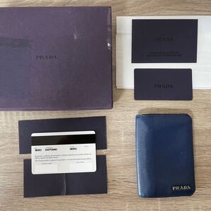 正規品 PRADA 名刺入れサフィアーノ 紺 プラダ フラグメント ケース 本革 USED