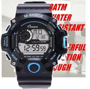  new goods unused * blue * digital Divers watch tough waterproof men's lady's combined use light weight running 