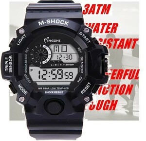  новый товар не использовался * чёрный * цифровой Divers часы жесткий водонепроницаемый мужской женский двоякое применение легкий бег спорт 