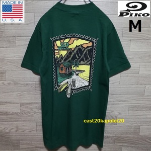 PIKO HAWAIIAN LONGBOARD ピコ ハワイアン ロングボード ウェア USA製 90s ヴィンテージ Tシャツ M 緑 未使用 袖 シングルステッチ ハワイ