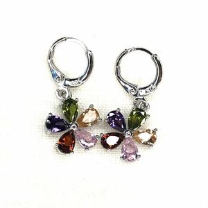 新品　AAA CZ クリスタル　フラワー　ピアス　925 刻印　有　プチプラ　シンプル　ダイヤモンド　花　可愛い　プレゼント　送料無料