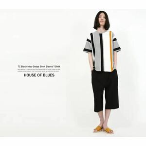 HOUSE OF BLUES TCブロックインレイストライプ　Tシャツ