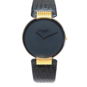 1円スタート Christian Dior クリスチャンディオール バギラ 47.153-2 ブラック 黒文字盤 ゴールド レディース 腕時計 現状不動品