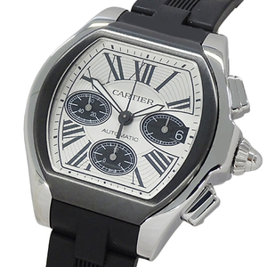 カルティエ Cartier 時計 メンズ ブランド ロードスターS クロノグラフ 自動巻き AT ステンレス SS ラバー W6206020 磨き済み
