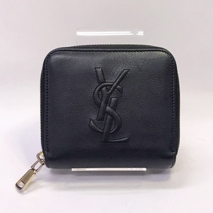 YVES SAINT LAURENT イヴサンローラン コンパクトジップウォレット レザー 二つ折り財布 　黒　ブラック　箱付き　