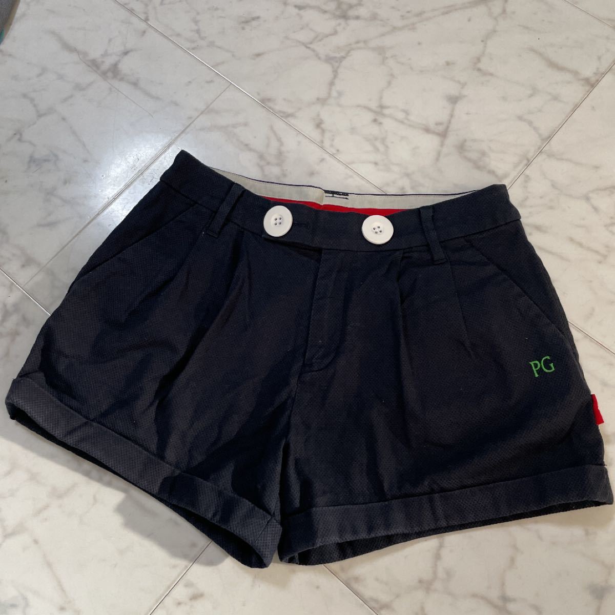 美品 パーリーゲイツ ハーフパンツ 5 ネイビー パンツ ゴルフウェア