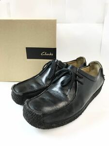 (D) Clarks クラークス Wallabees ワラビー レザー シューズ 8.5G ブラック