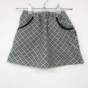 エル プチ チェックミニスカート アクリル ウエストゴム 女の子用 100サイズ 黒グレー キッズ 子供服 ELLE PETITE