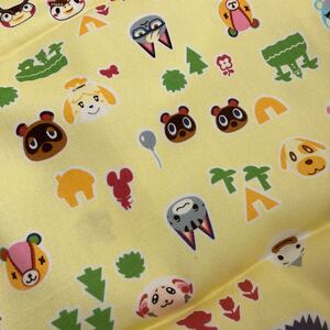 生地*ハギレ オックス どうぶつの森 イエロー 生地巾115cm×丈100cm