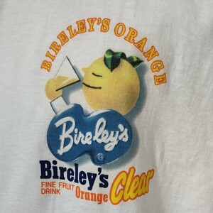 バイヤリース半袖TシャツL　白　胸にBireley's Oange FINE FRUIT DRINK Clear プリント