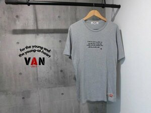 VAN JAC ヴァンヂャケット/ロゴ刺繍 半袖 TシャツL/灰 グレー/メンズ/ヴァンジャック/PH-62115