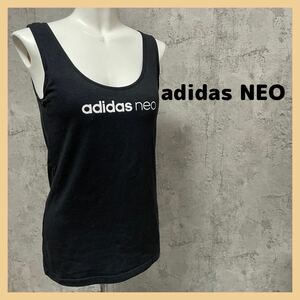 adidas アディダス NEO ネオ プリントロゴデザイン　タンクトップ カットソー トップス ブラトップパット レディース サイズLL 玉FL1262