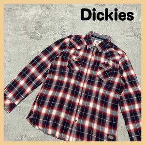 Dickies ディッキーズ カジュアル 長袖シャツ ロンT トップス 刺繍ロゴ チェックシャツ アウトドア レディース サイズL 玉FL1422