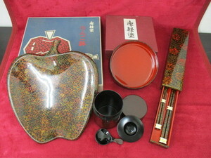 津軽塗り　伝統工芸品　菓子器　夫婦箸など　計4つおまとめ　未使用有
