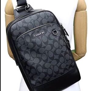 新品 COACH ボディクロス ボディバッグ コーチ シグネチャー グレー ブラック